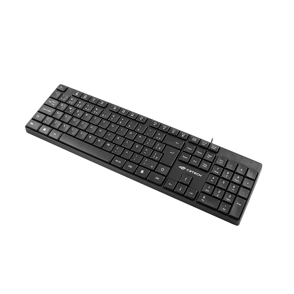 Teclado Usb C3 Tech Multimídia, C/ Fio, Abnt2, Preto - Kb-m11bk