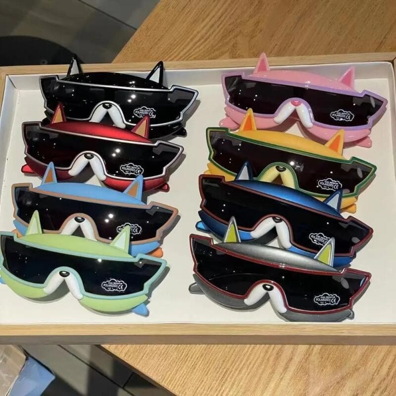 Óculos de Sol Esportivos para Crianças em Formato de Cão e Coelho, Óculos de Sol Coloridos para Meninos e Meninas com Pr