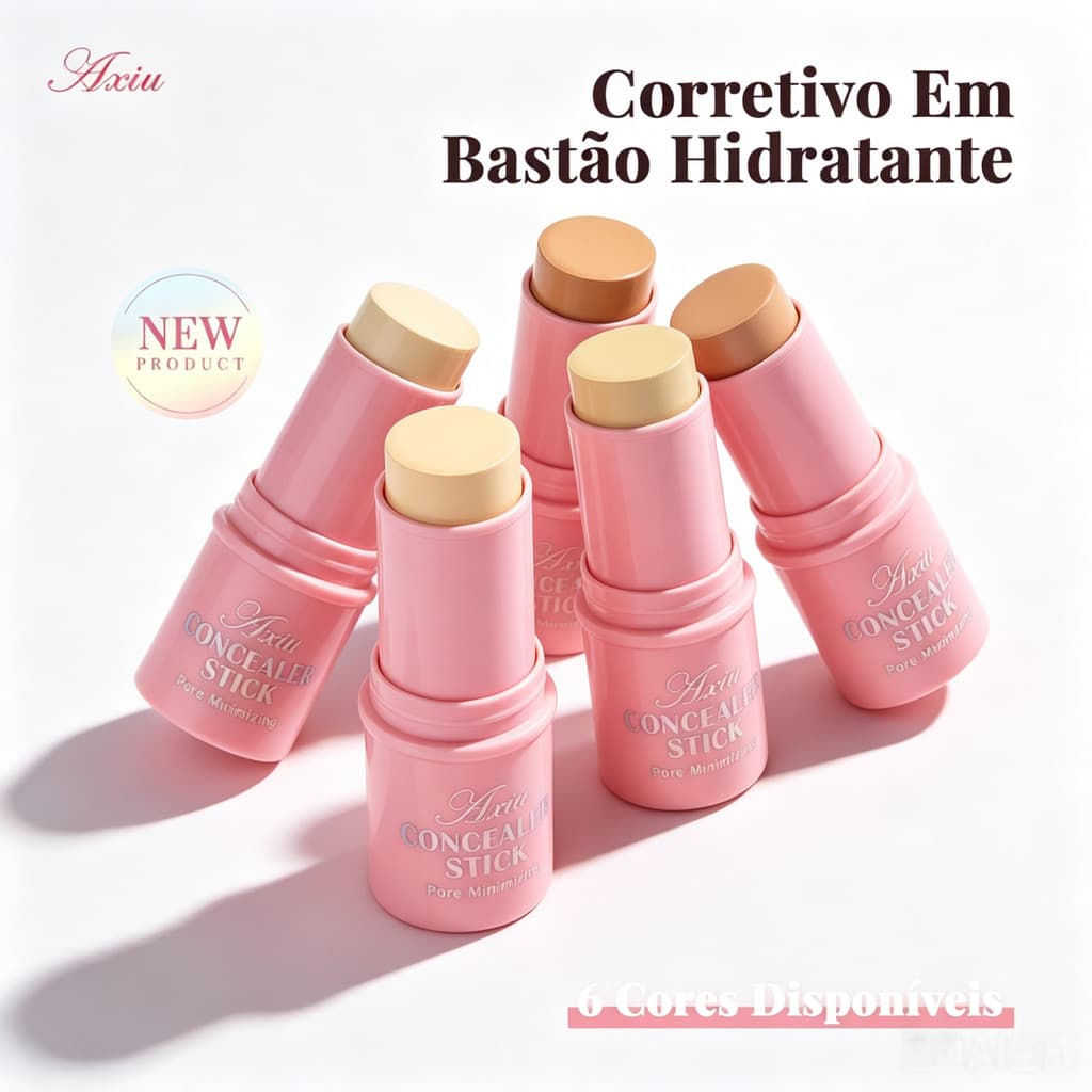 AXIU iluminador+corretivo cremoso facial corretivo em bastao cobrir olheiras e melasma matte amarelo laranja-00