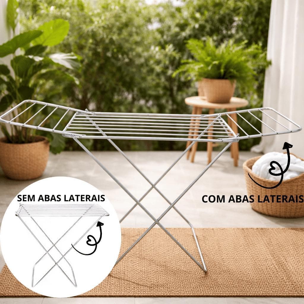 Varal De Chao Para Roupas em Aluminio Reforçado Com e Sem Abas