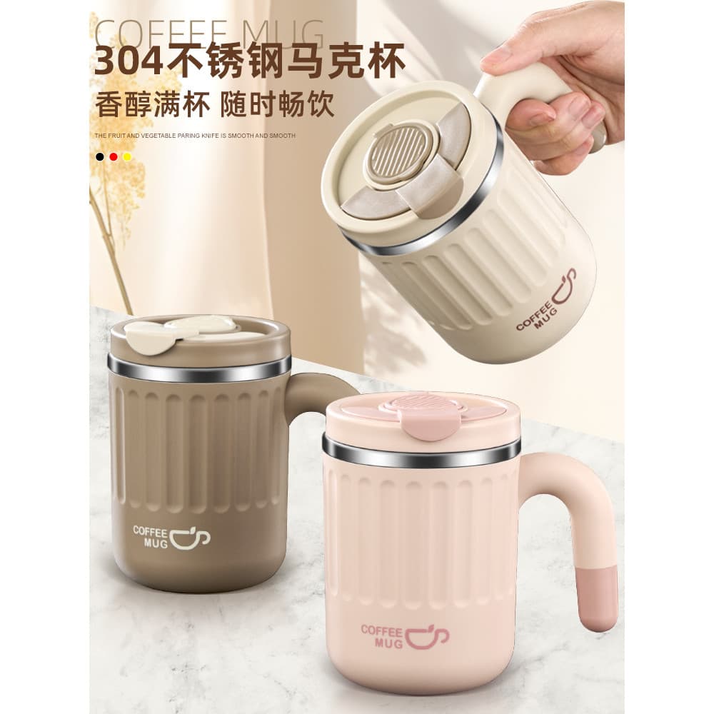 Caneca isolada de aço inoxidável com tampa, grande capacidade, meninos, meninas, copo doméstico, escritório, café com ca