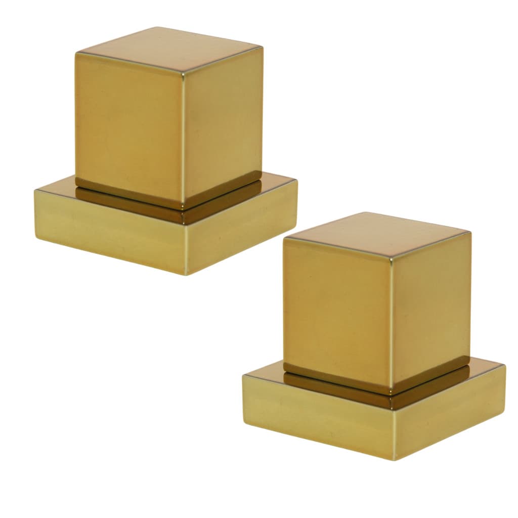 Kit 2 Acabamento Registro Quadrado Metal Alta Qualidade Dourado Luxo Padrão Deca 16 Estrias Chuveiro Pressão e Gaveta