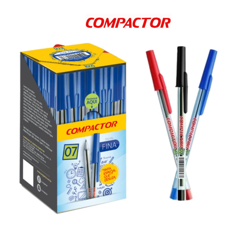 Caixa Com 50 Canetas Esferográfica 0.7 - COMPACTOR