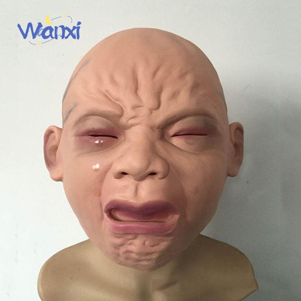 WANXI Chorando Máscara De Bebê Horrores Adereços De Festa Boneca Engraçada Trajes De Halloween Novidade Facial