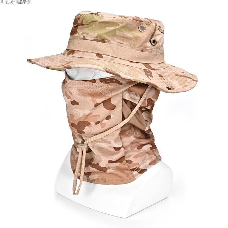 Camuflagem borda redonda Benny chapéu ao ar livre ventilador militar montanhismo ciclismo máscara acampamento pesca prot