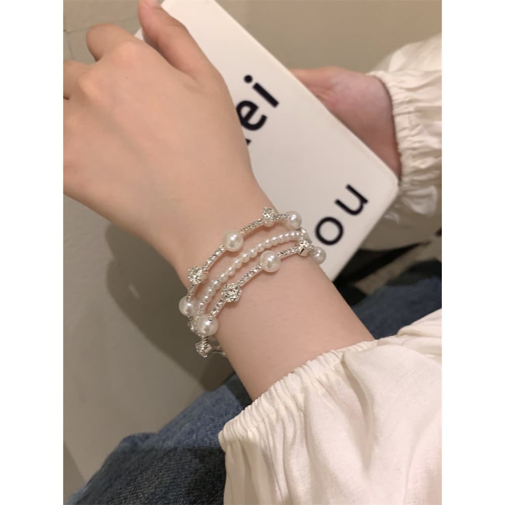 pulseira pulseira feminina Nicho FANATI Fada Flutuante Pérola Feminina com Diamantes
