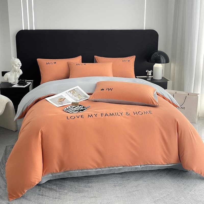 High-End luz luxo totalmente lavado algodão conjunto de quatro peças ins estilo cama cor sólida escovado colcha capa con
