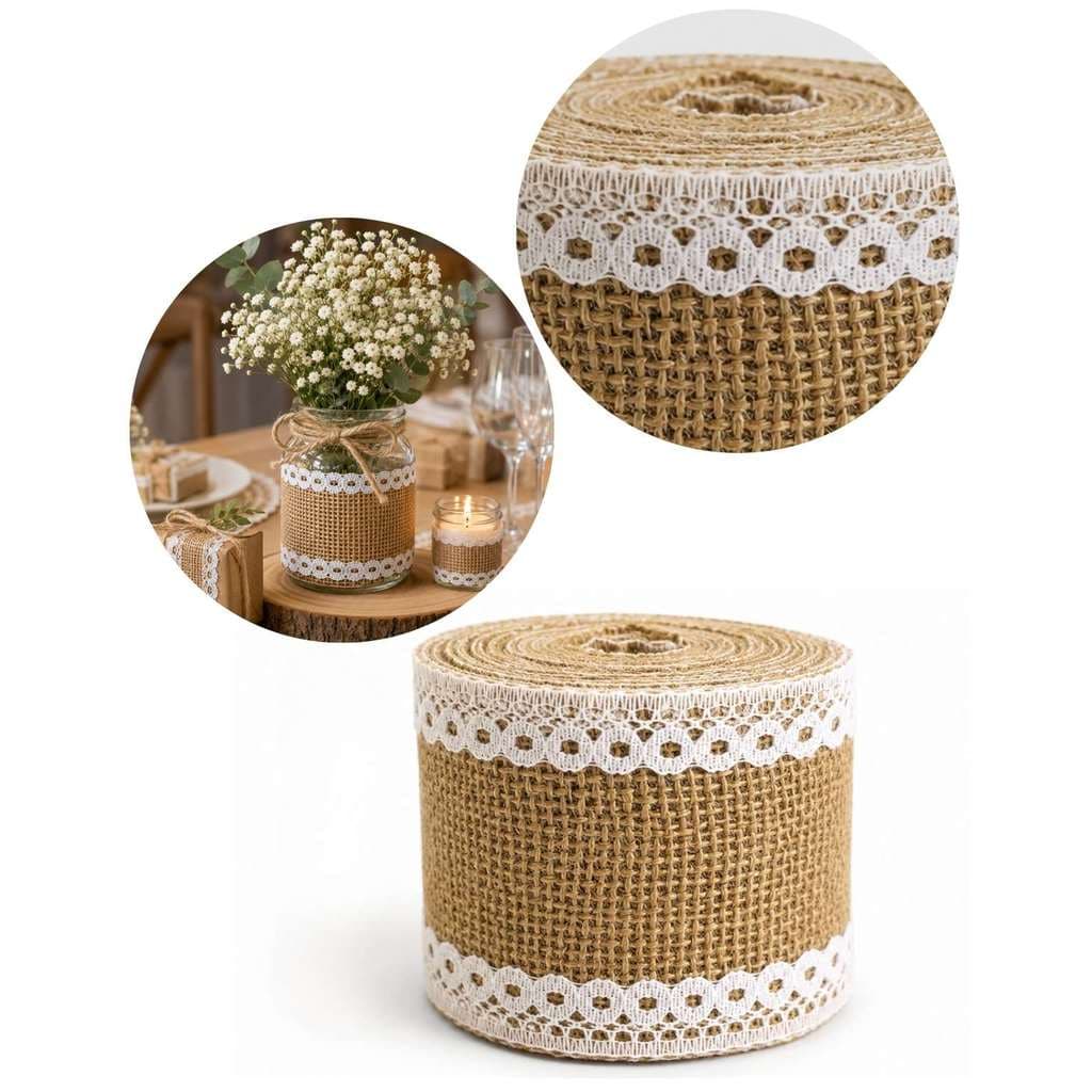 Fita Juta Com Renda 6cmX 1,80m Decoração Artesanato