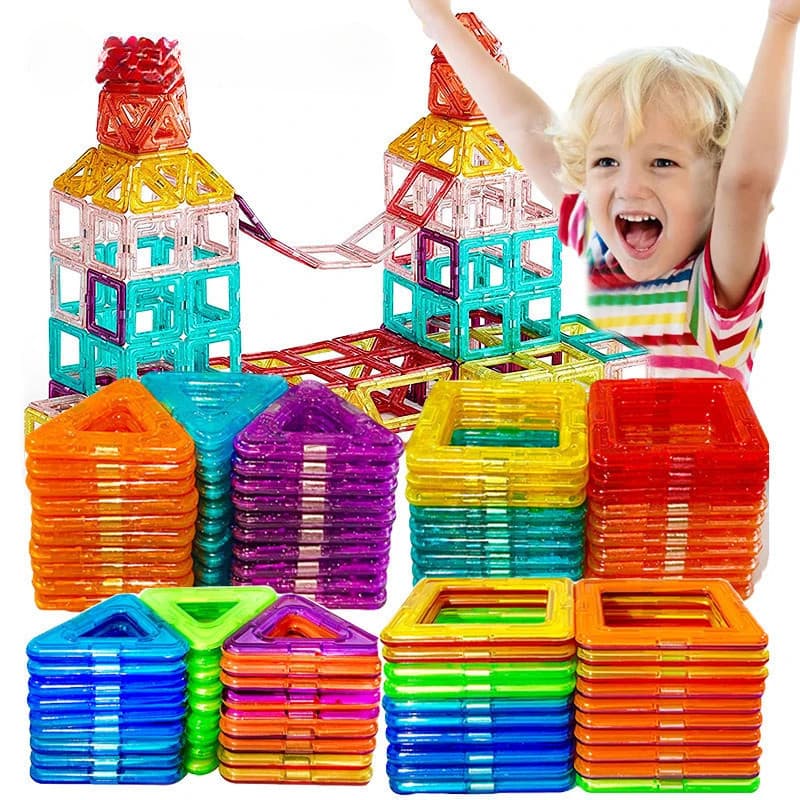 50-100 peças de blocos de construção magnéticos infantis, brinquedos de design magnético DIY, educativos PAMB.