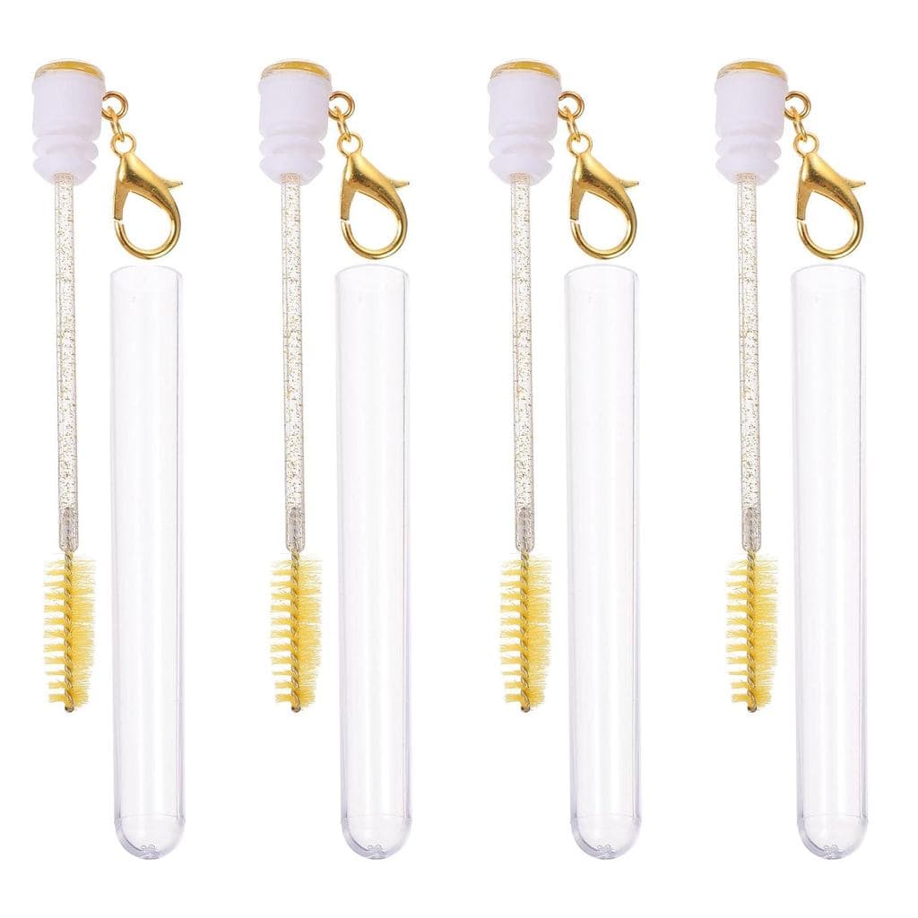 4 aplicadores de máscara amarelos, com 10 cm de comprimento, com chaveiros de strass, usados para maquiagem e modelagem