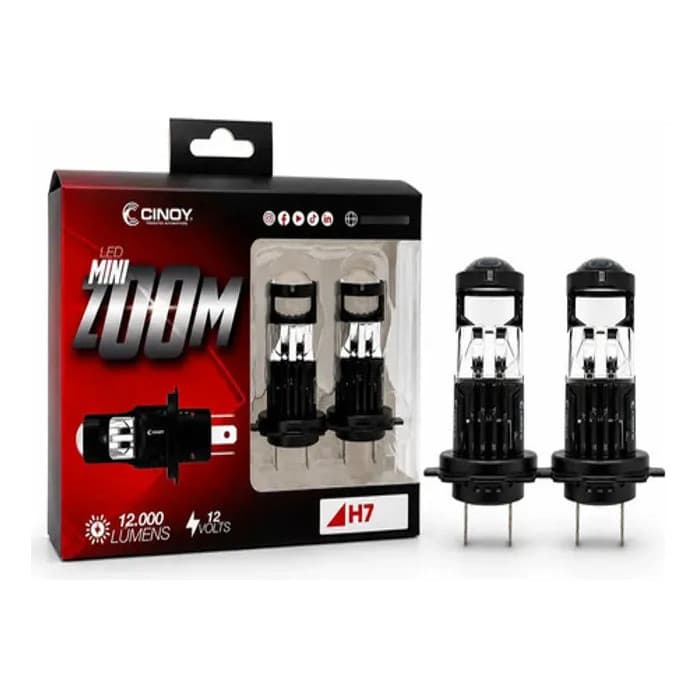 Lampada Super Led Cinoy 12.000l H7 Mini Zoom Led 12v 6000k