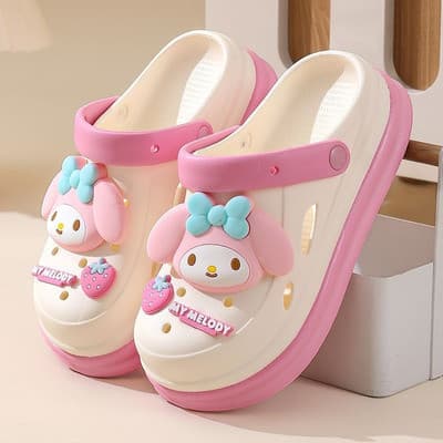 Sanrio Cinnamoroll Kuromi, Roupas Exteriores para Estudantes Femininas, Sandálias Antiderrapantes e Resistentes a Odores