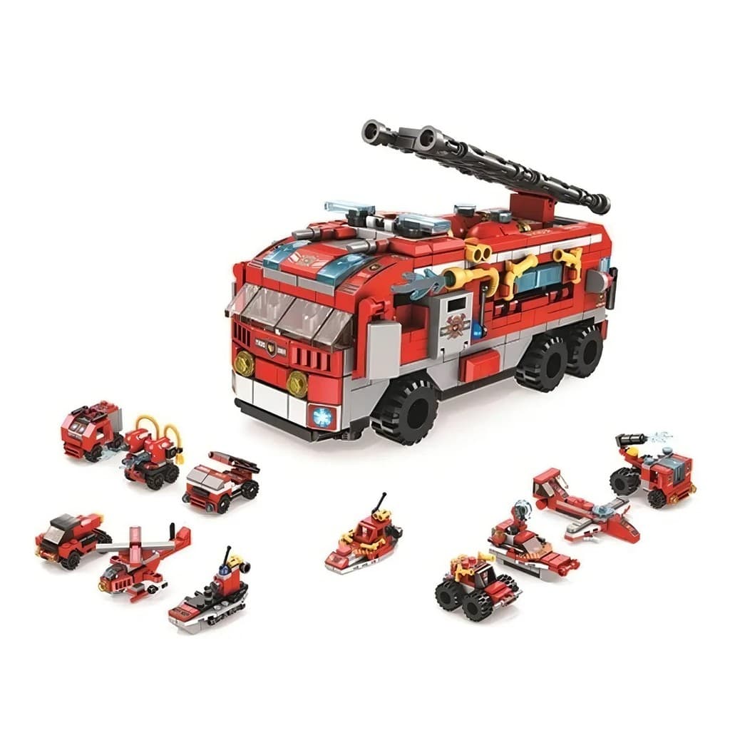 Blocos De Montar 558pçs Cubic 12 Em 1 Caminhão De Bombeiros