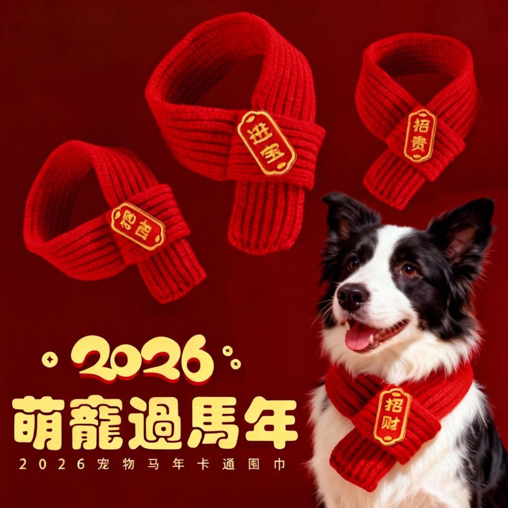 Cães em grande escala dedicados cães ano novo chinês ano novo cachecol vermelho primavera Festival cavalo ano decoração