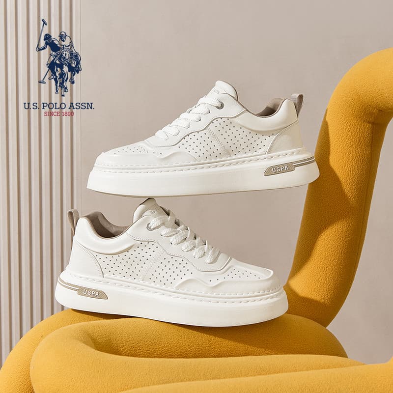 USPOLO.ASSN.Men's Shoes 2026 Novo Estilo Verão Respirável All-Match Tênis Casuais Esportes Masculinos Sapatos Brancos