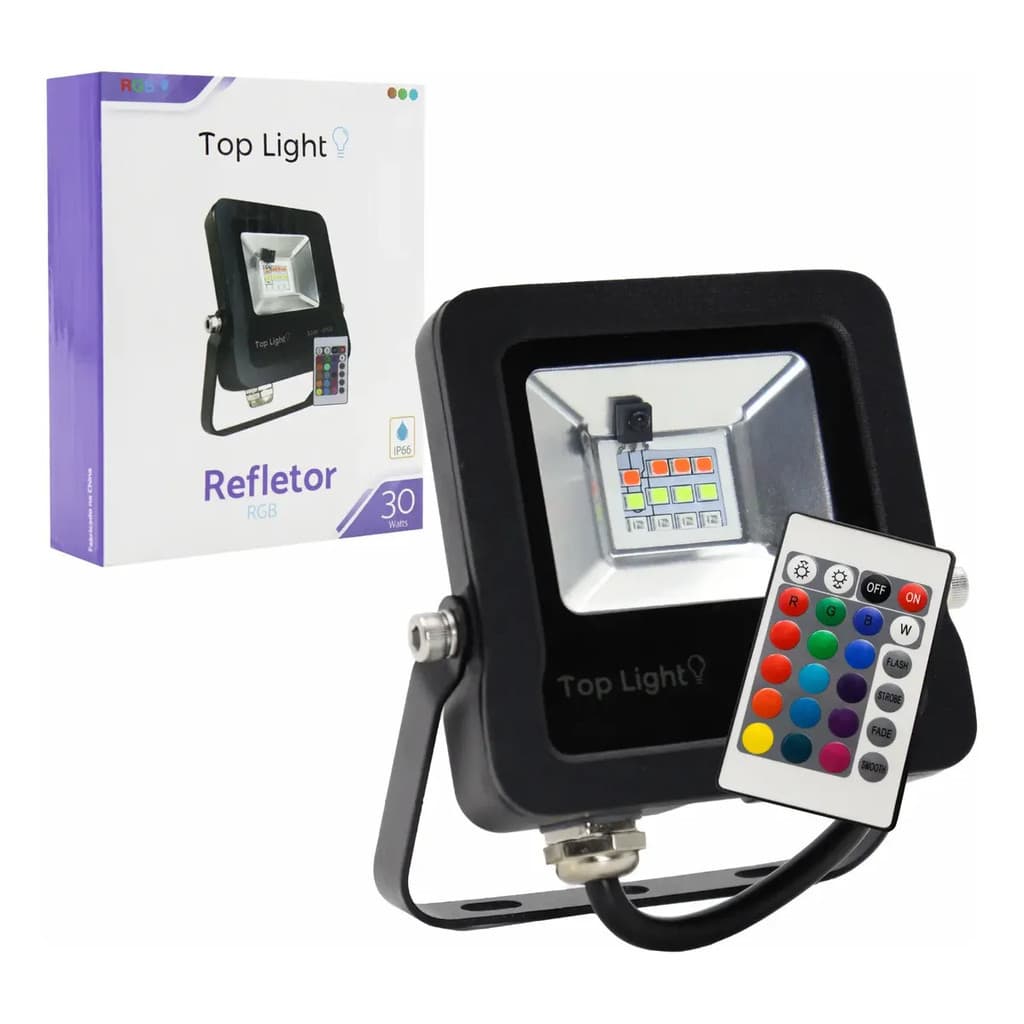 PROJETOR LED 50W RGB 16,2X15 C/ CONTROLE TOPLIGHT