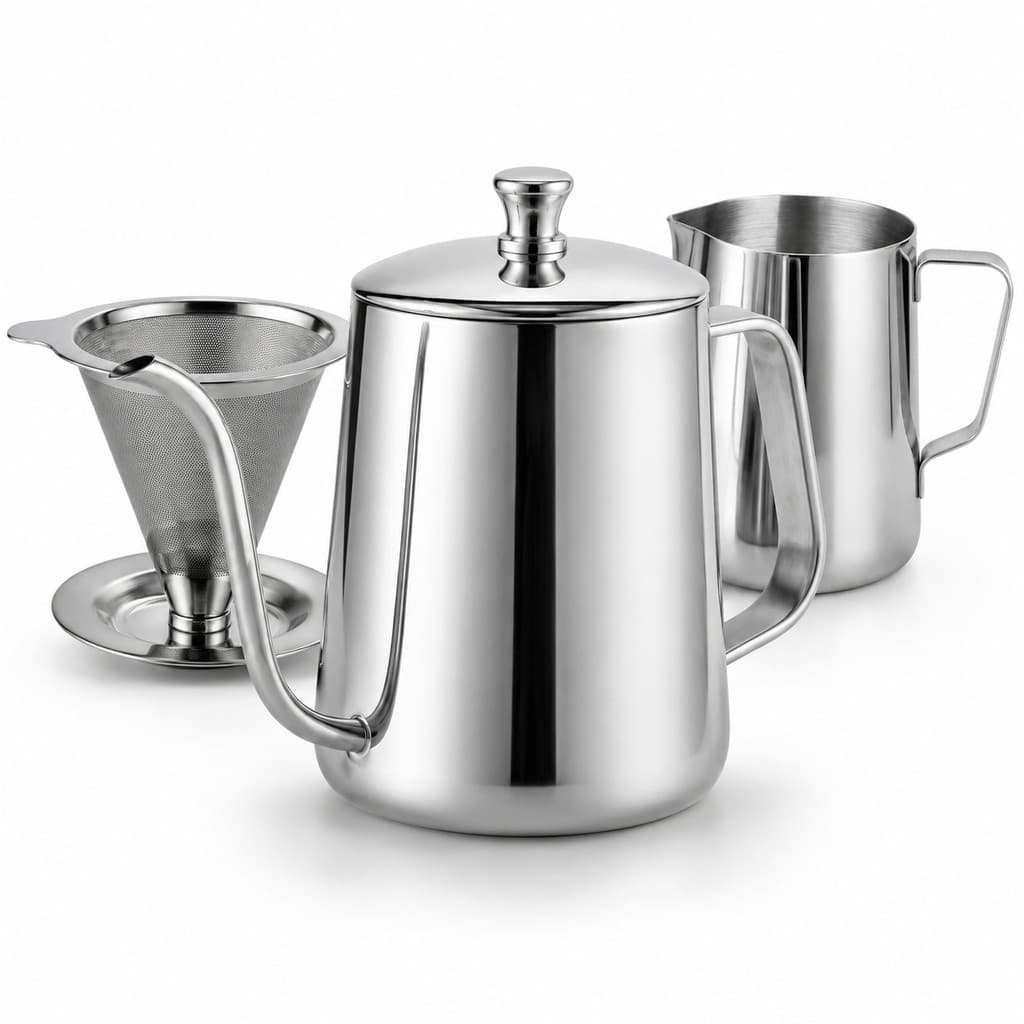 Café Profissional em Casa Kit Chaleira Filtro E Pitcher Inox