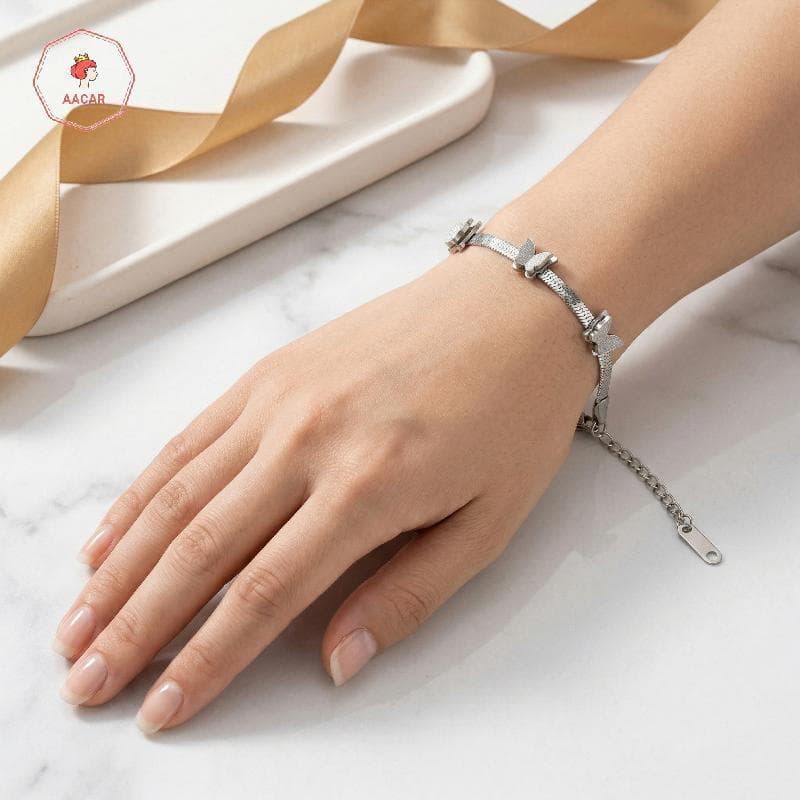 AACAR Aço Inoxidável 5 Peças Borboleta Animal Charme Pulseira Para Mulheres Cobra Corrente Temático Jóias Escritório Olh