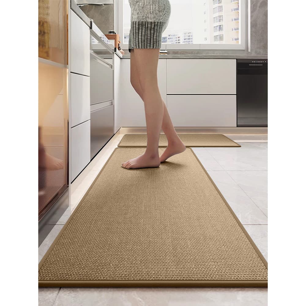 Tapetes de cozinha antiderrapantes à prova de óleo limpáveis sem enxágue novo estilo tapete doméstico tecido alto @-