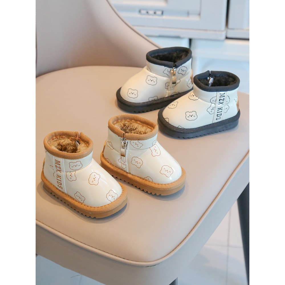 W inverno novo estilo botas de neve do bebê velo-velo botas de algodão quente meninas engrossado botas curtas sola macia
