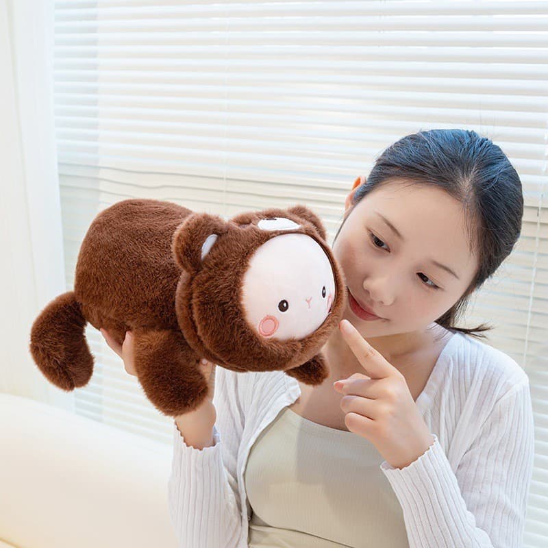 Bonito Deitado Urso Marrom Travesseiro De Pelúcia Macio Boneca Crianças Brinquedo Calmante Presente Aniversário Para Men