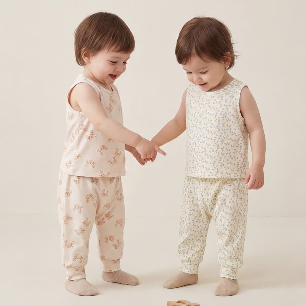 Estilo europeu americano verão ~ conjunto de colete de bebê estilo fino estilo nórdico moda dos desenhos animados Lounge