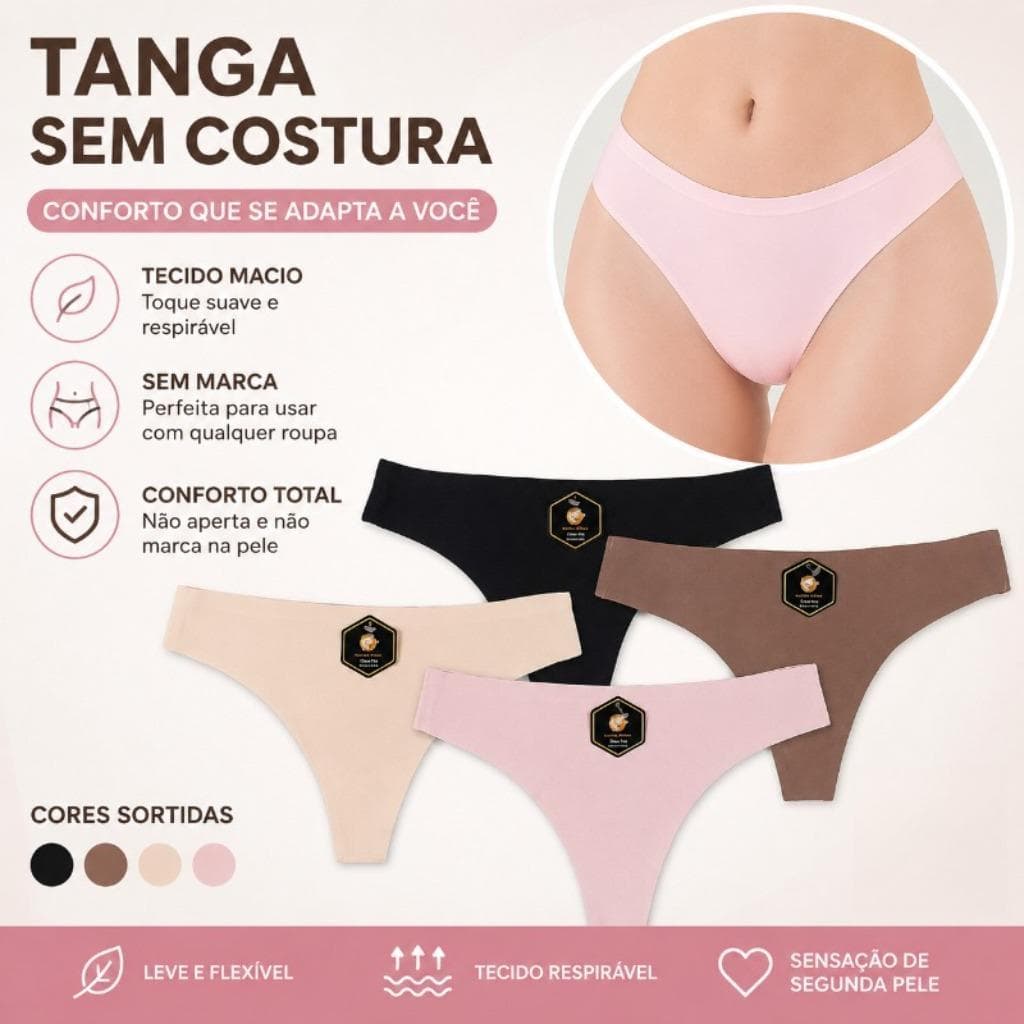 Kit 3/4/6 Calcinha Feminina Fio Dental Sem Costura Macia e Confortável
