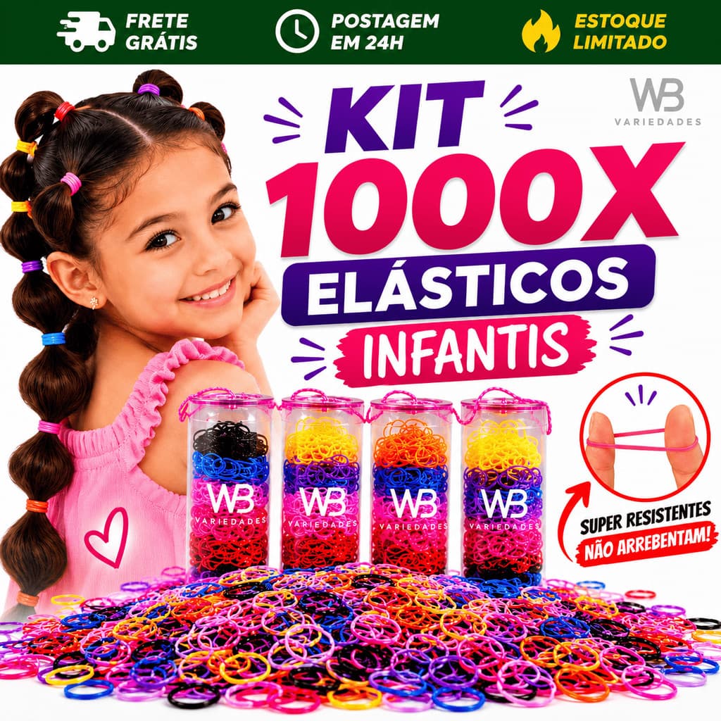 Kit 1000 Elásticos Silicone Liguinha Para Cabelo Feminino Em Tubo Envio Rápido