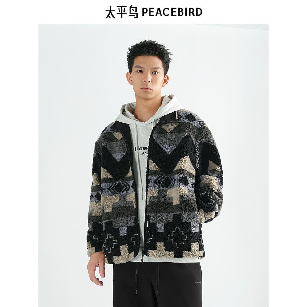 Taiping Bird Jaqueta casual masculina moda inverno padrão Jacquard jaqueta masculina berinjela na moda jaqueta casual