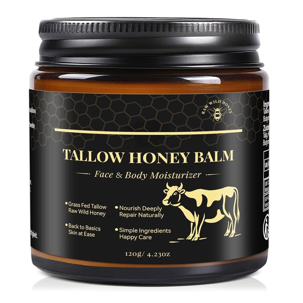 Sebo de Boi KINGMING para a Pele, Bálsamo de Sebo e Mel para o Rosto, Creme Hidratante Facial, Bálsamo de Sebo de Boi Al
