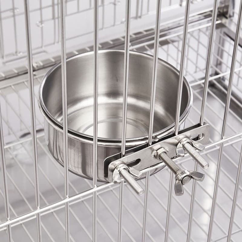 Copo de comida para pássaros, aço inoxidável, papagaio, alimentador de pássaros, Anti-mordida, suprimentos para pássaros