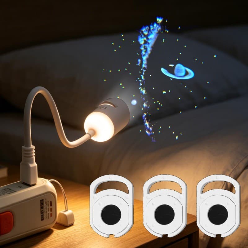 [BR] Luz Ambiente Estrelada LED USB-Projeção Rotativa Decoração De Romântica-Mini Galaxy Star Projector Night Light-Inte