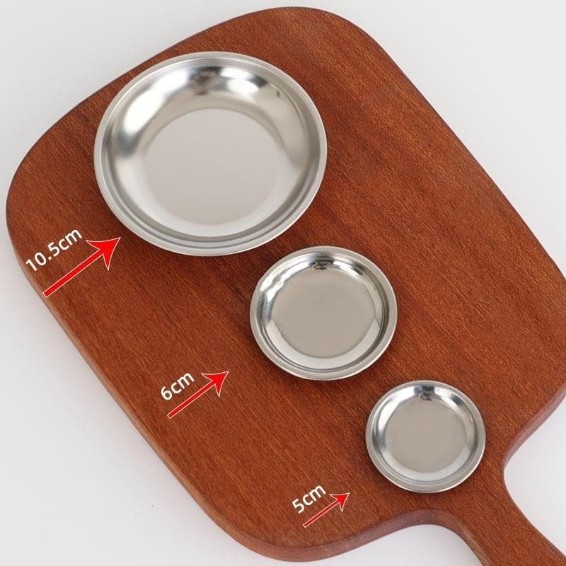 [Bem-estar Super econômico] Prato redondo de aço inoxidável Prato de tempero doméstico Mini prato de 6 cm Prato de molho