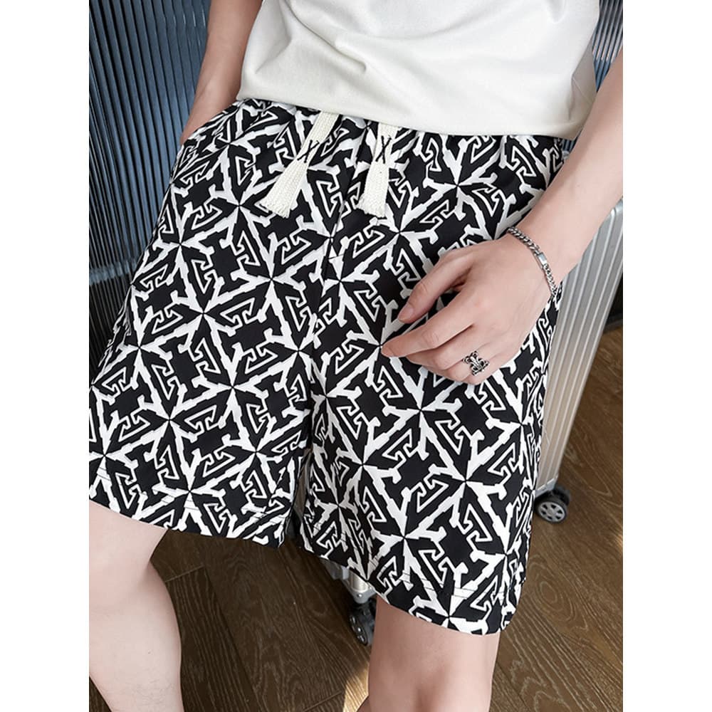 High-End sentimento contraste cor Shorts masculino verão Street Wear rufião bonito calças de cinco pontos 2024 novo esti