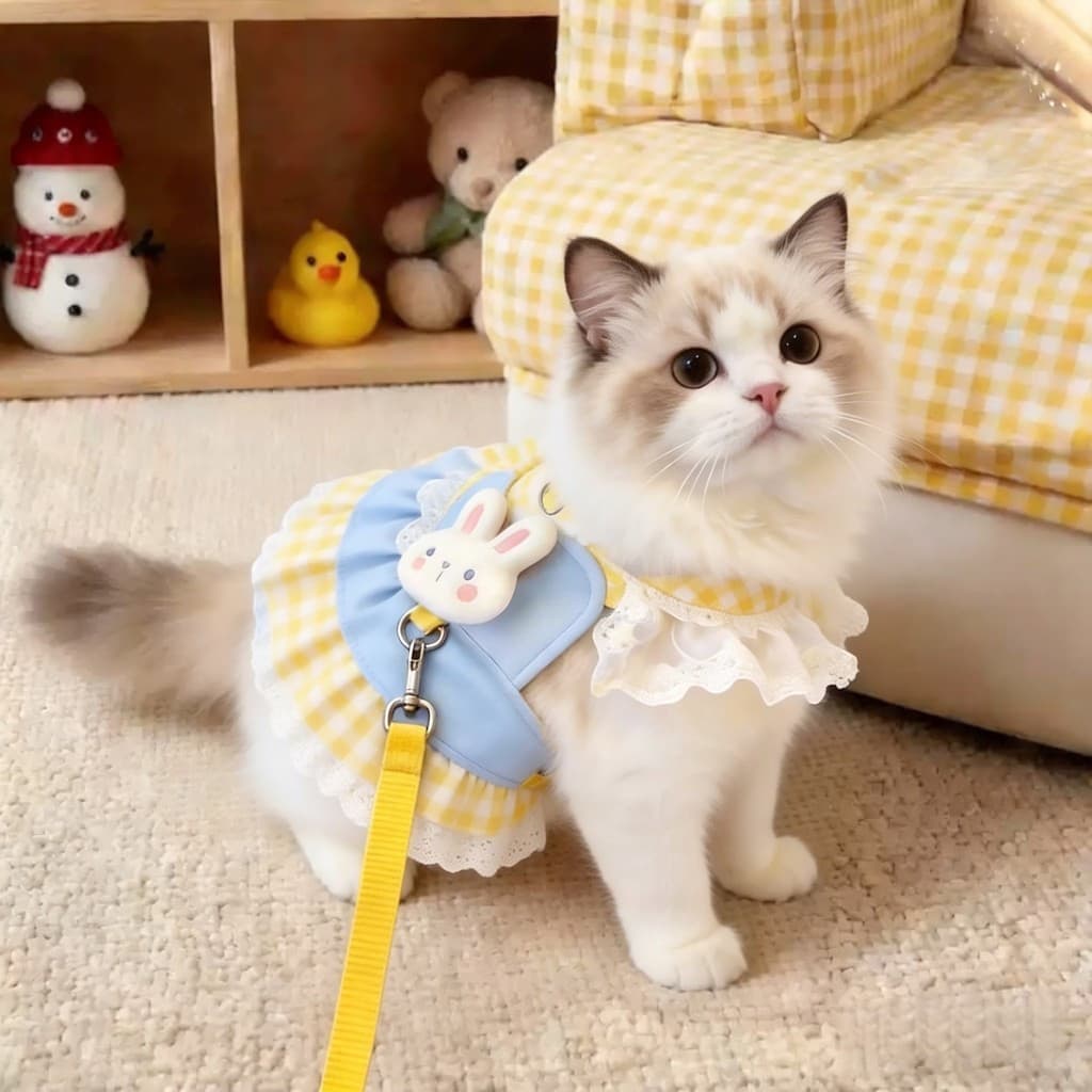 Bonito bonito gato roupas de gato vestido roupas de verão respirável pet Muppets dourado gradiente roupas gatos cães Uni