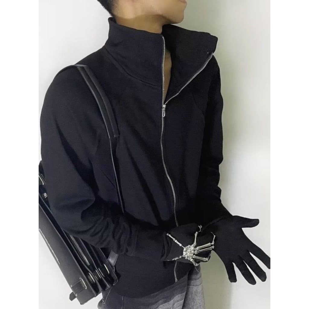 Primavera outono estrutura rosqueado pesado estilo americano puro algodão zíper Cardigan moletom meninos solto gola alta