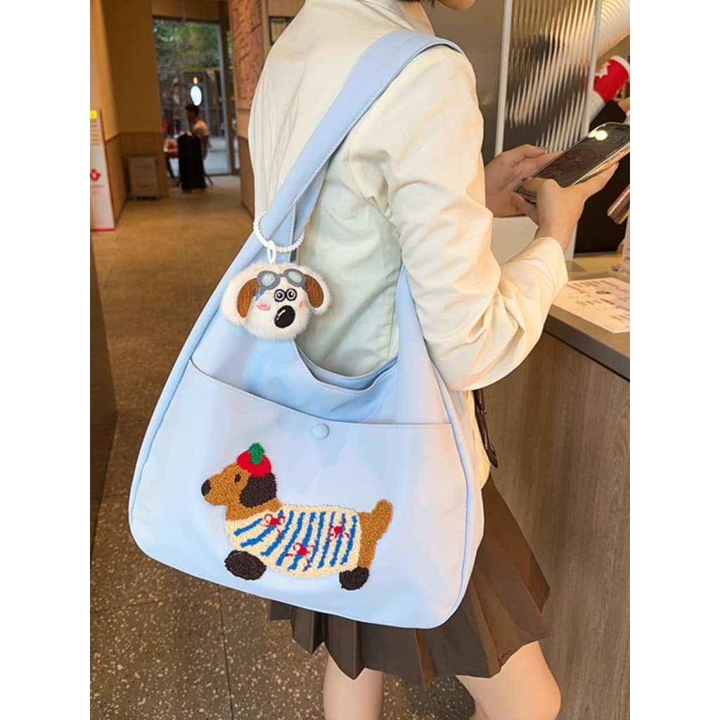 Estudantes universitários classe bolsa de ombro japonês grande capacidade bonito Dachshund cão Commuter sacola de náilon