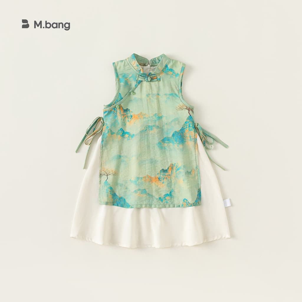Youbao crianças sem mangas Hanfu novo estilo chinês meninas Floral Cheongsam vestido saia chinesa