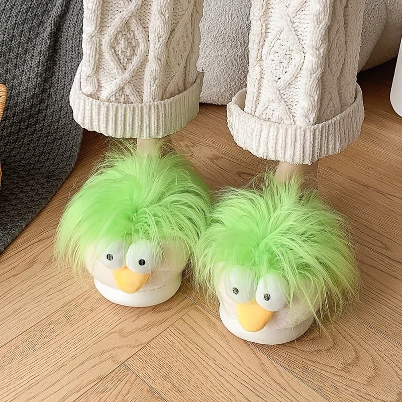 Chinelos de Pelúcia com Desenhos Animados Fofos para Mulheres, Solado Grosso, Quentes e Confortáveis, Chinelos para Home
