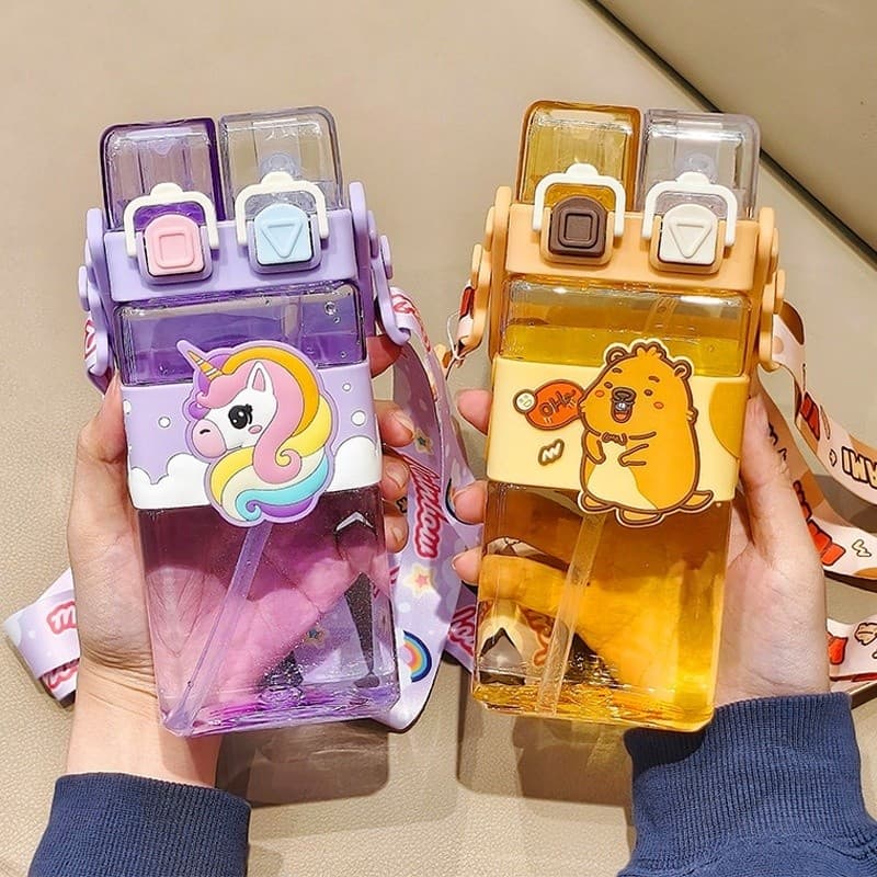 [Design Panda Fofo] Summer Portable Mug Double Drinking Plastic Cup Cartoon Panda Highvalue Girls Portable Mugs