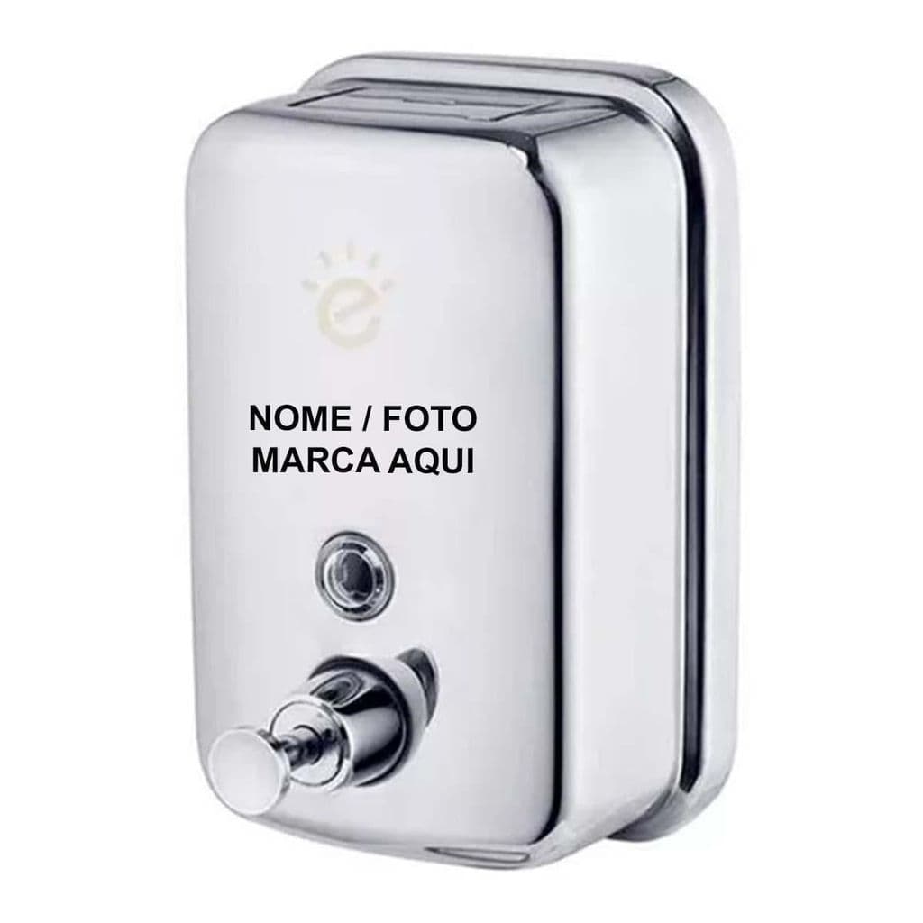 Dispenser Inox Sabonete Líquido Álcool Gel 500 ml Manual de Parede Banheiro Personalizado