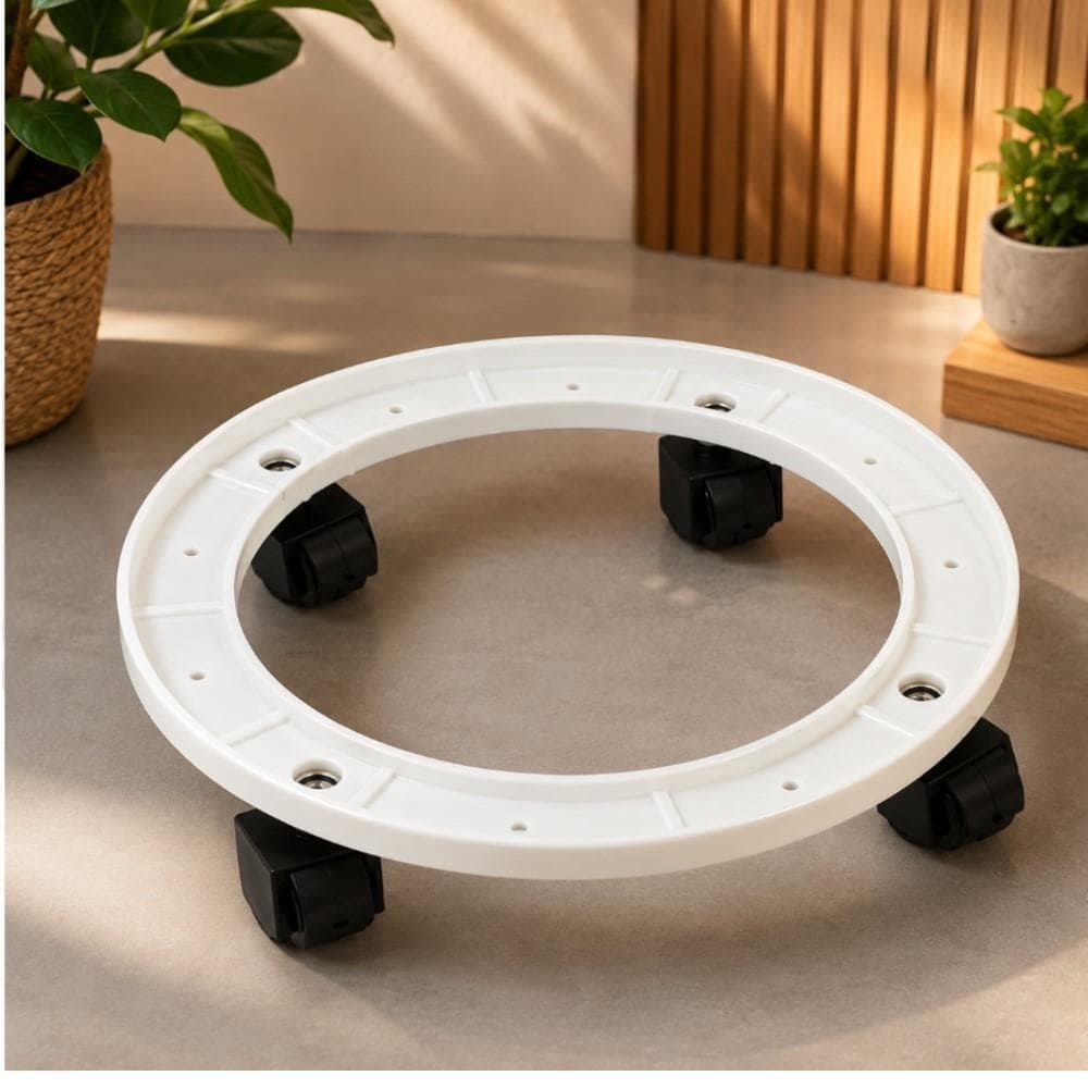 SUPORTE BOTIJAO GAS CARRINHO GALAO AGUA VASOS COM RODINHA BASE TRANSPORTE PLASTICO RESISTENTE BRANCO