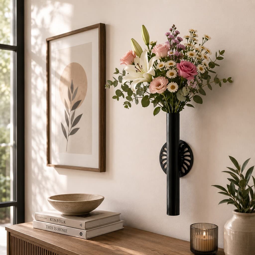 Suporte Tubinho Parede Para Flor Decorativo Com Fita Dupla Face