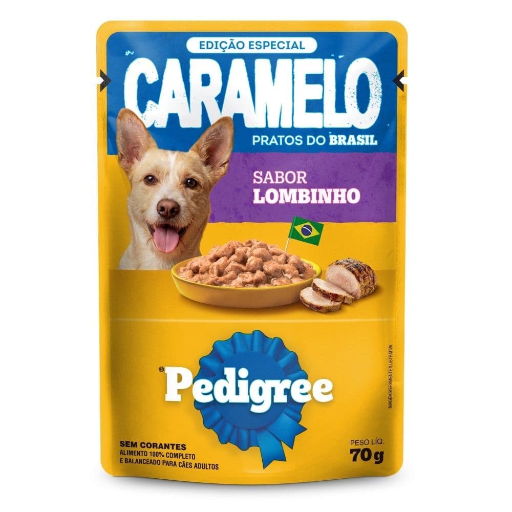 Ração Úmida para Cachorro Pedigree Caramelo Adulto Sabor Lombinho em Sachê 70g