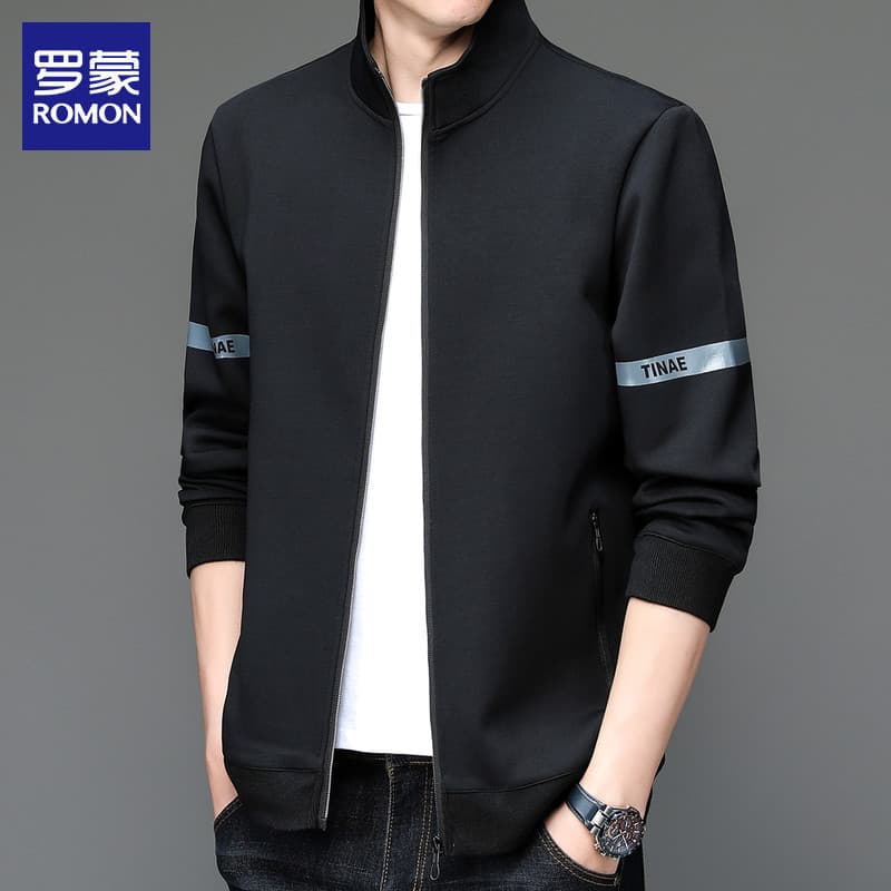 Lomon Cardigan moletom masculino gola alta roupas superiores 2026 outono novo estilo na moda Casual jaqueta preta roupas