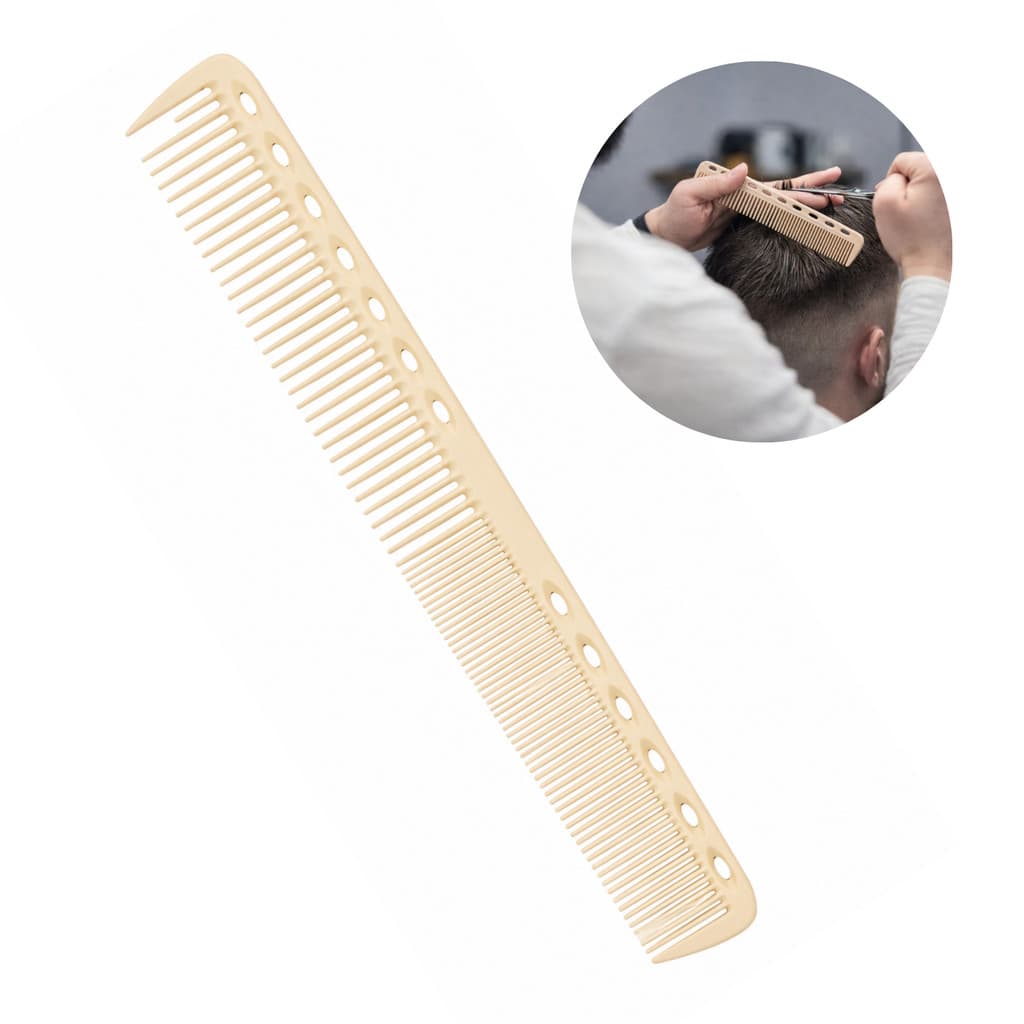 Pente de Carbono Antiestático Corte de Cabelo Barba Profissional Separador de Mechas Barbeiro Bege