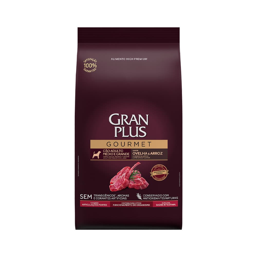 Ração GranPlus Gourmet Cão Adulto Med Grande Ovelha 15Kg