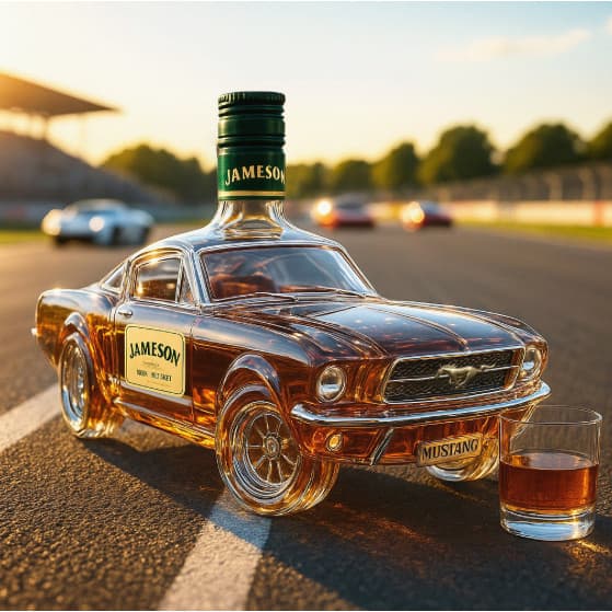 Garrafa De Vidro De Uísque Mustang Para Carro De Polícia , Decantador De Alto Teor De Borosilicato , Multi Tampas , Bar