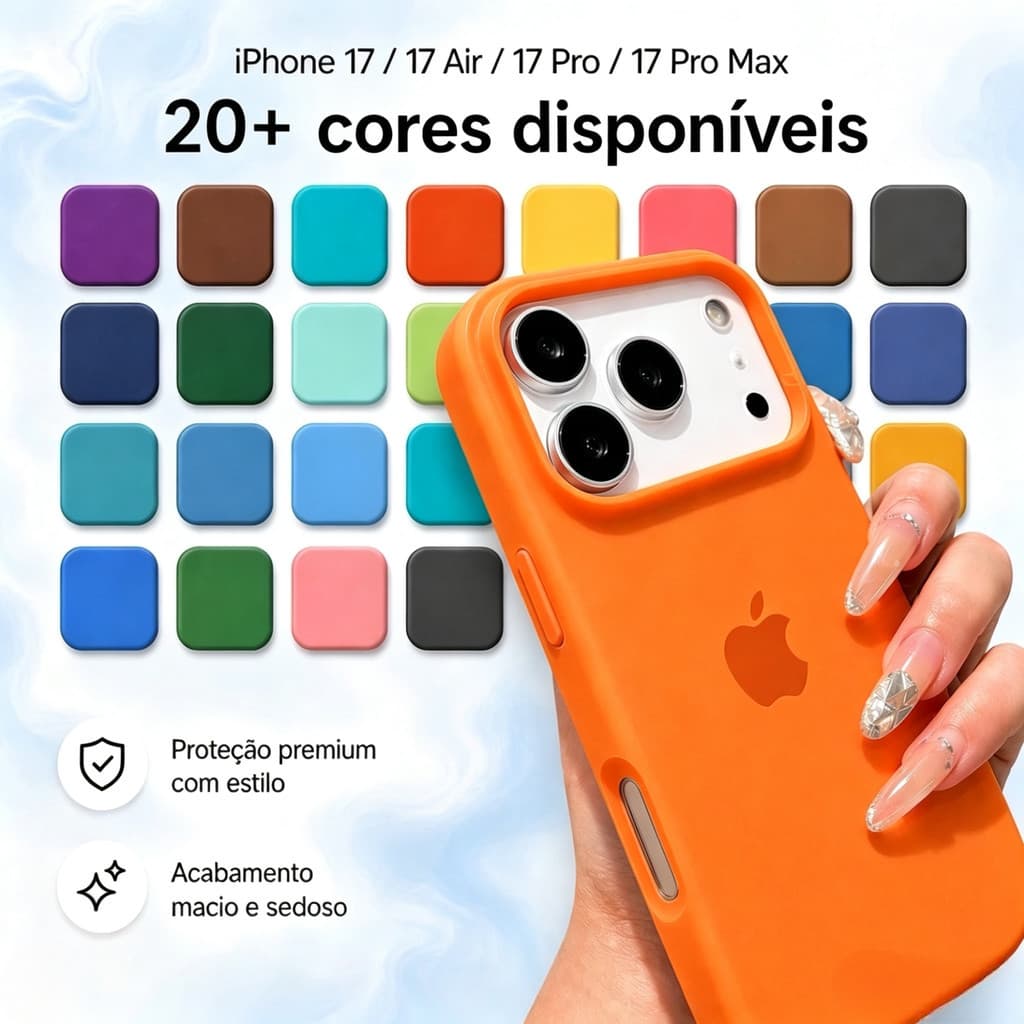 Capa De Veludo De Silicone Para iPhone 17/17 Air Pro Max/16PROMAX Anti-Shock Premium Soft Touch