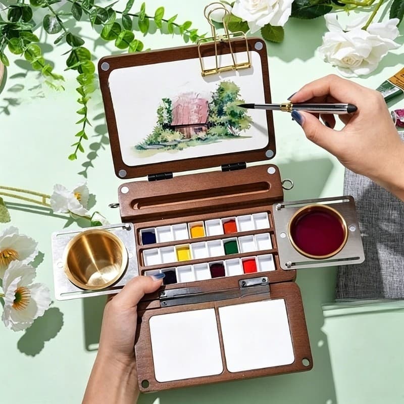 Caixa Vazia De Latas De Aquarela Com Panelas , Paleta De Tinta ,